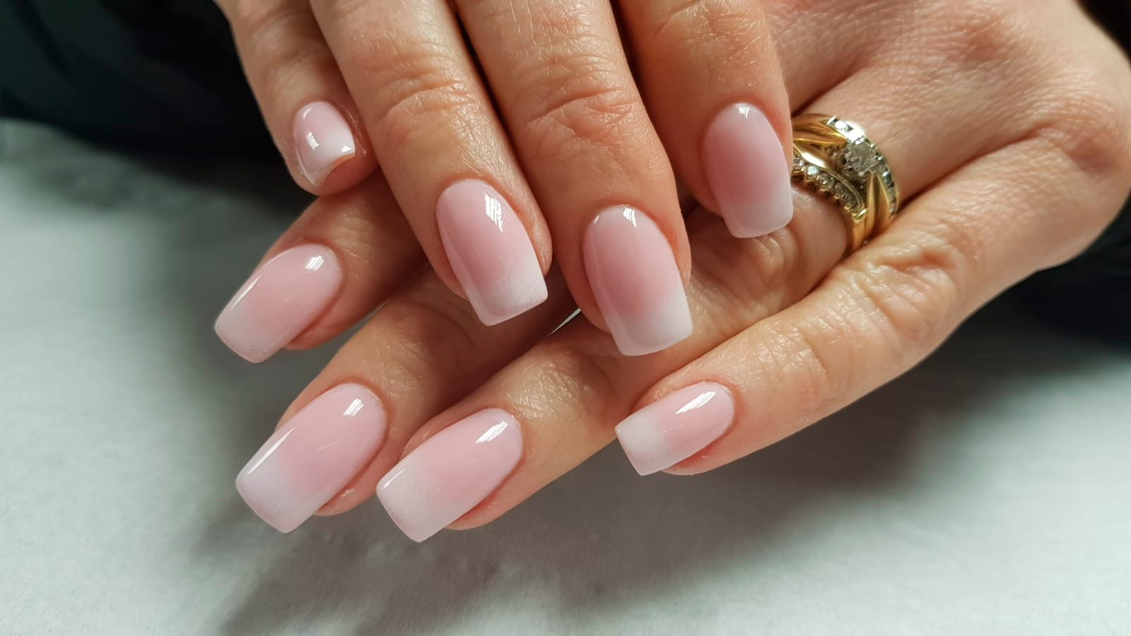 Classic French tip with ombré blend